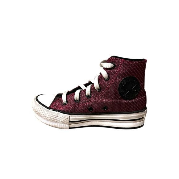 Converse all star chuck taylor high tops youth size 13 purple pink shiny. - Picture 2 of 7